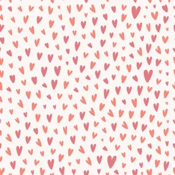 Cute heart pattern, modern hand drawn background, seamless vector texture with Stock Illustration