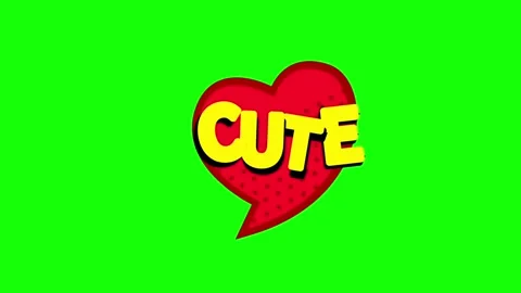 Cute heart shaped animated chat sticker on green screen background Stock Footage 314497197