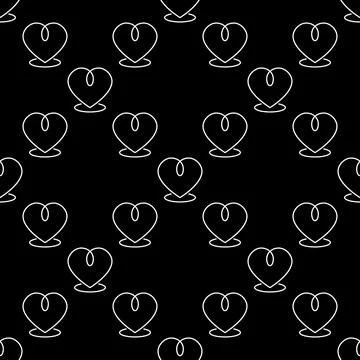 Cute Heart vector emotion seamless pattern in delicate line style Stock Illustration