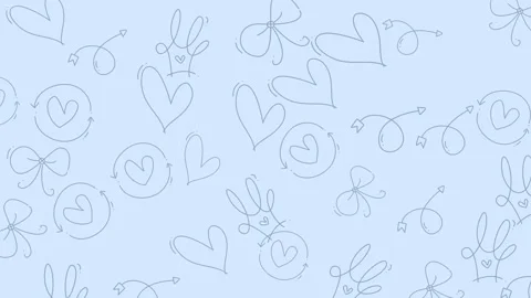 Cute Hearts and Bunnies Pattern on Light Blue Background. Stock Footage 321858259