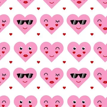 Cute hearts with different emotions Stock Illustration