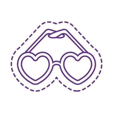 Cute hearts glasses patch line style icon vector design 스톡 일러스트