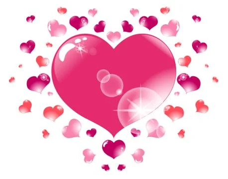Cute hearts highlights white background Stock Illustration