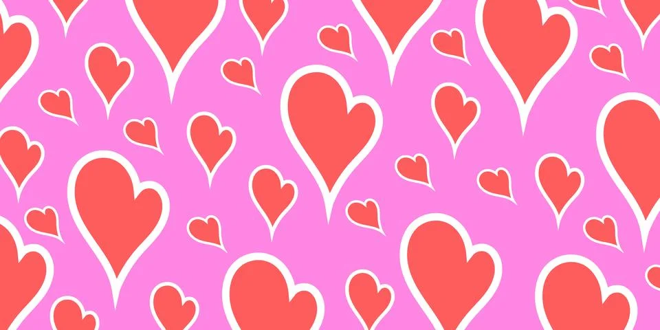Cute hearts pattern vector illustration. Valentine's Day background. Stock Illustration