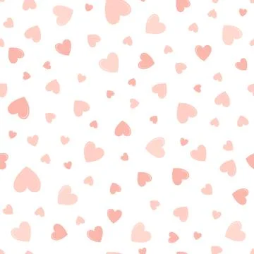 Cute hearts seamless vector pattern. Valentines day background. Flat design e Stock Illustration