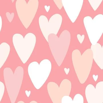 Cute hearts seamless vector pattern. Valentines day background. Flat design Stock Illustration