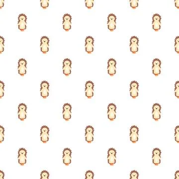 Cute hedgehog animal seamless pattern on white background Ilustración de archivo