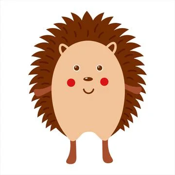 Cute hedgehog, flat vector illustration Stock Illustration