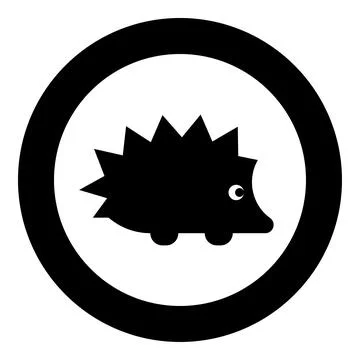 Cute hedgehog icon in circle round black color vector illustration image so.. Stock Illustration