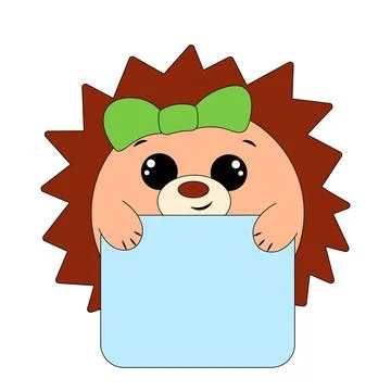 Cute Hedgehog with poster without text in color for congratulation Stock Illustration