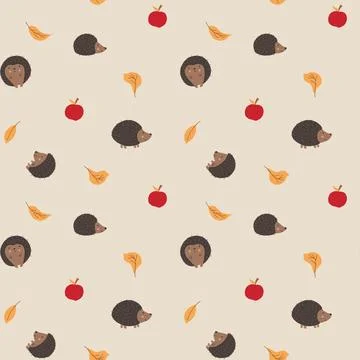Cute Hedgehog Seamless Pattern, Cartoon animal background vector Illustration Stock Illustration