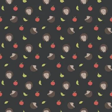 Cute Hedgehog Seamless Pattern, Cartoon animal background vector Illustration Stock Illustration