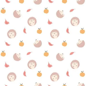 Cute Hedgehog Seamless Pattern, Cartoon animal background vector Illustration Illustrazione stock