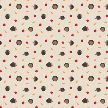 Cute Hedgehog Seamless Pattern, Cartoon animal background vector Illustration Stock Illustration