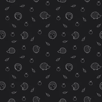 Cute Hedgehog Seamless Pattern, Cartoon animal background vector Illustration Stock Illustration