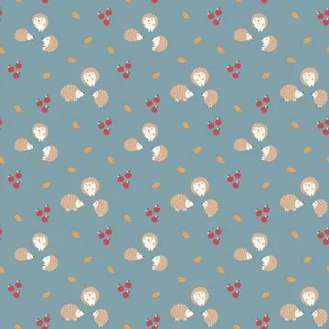 Cute Hedgehog Seamless Pattern, Cartoon animal background vector Illustration Illustrazione stock
