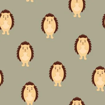 Cute hedgehog seamless pattern. Design element for textile, prints for clothe Stock Illustration
