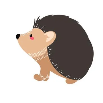 Cute hedgehog on the white background. Hand drawn illustration in scandinavia Stock Illustration