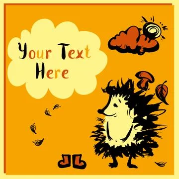 Cute hedgehog,place for text Stock Illustration