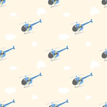 Cute helicopter and cloud seamless pattern Illustrazione stock