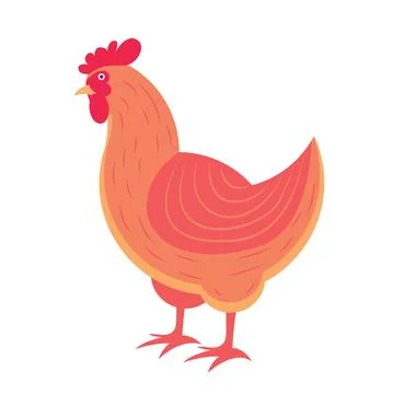 Cute Hen standing vector illustration Stock Illustration