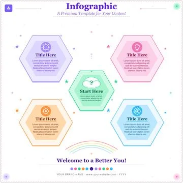 Cute Hexagon Infographic Template Vector for Playful Business Presentations 스톡 일러스트