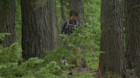 Cute hiker walks up to camera Stock Footage 59130860