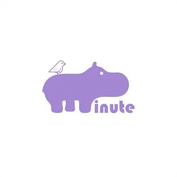Cute hippo and bird shape for company vector logo and illustration Stock Illustration