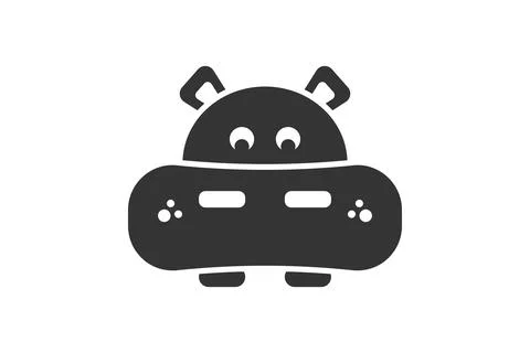 Cute hippo face. Simple icon. Flat style element for graphic design. Vector Stock Illustration