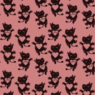 Cute Hippo pattern. Vector cartoon seamless background for kids. Stock Illustration