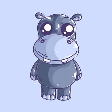 Cute hippo is standing cartoon vector Stock Illustration
