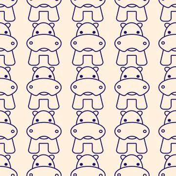 Cute hippos, vector seamless pattern for children's fabric, paper, phone case Stock Illustration