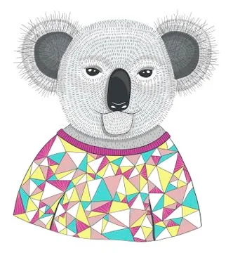 Cute hipster koala. Stock Illustration