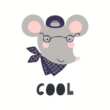 Cute hipster mouse Stock Illustration