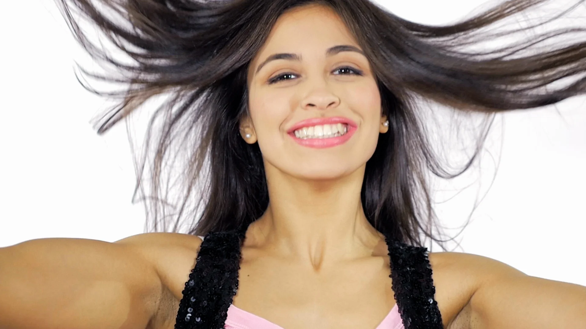 Cute hispanic girl moving long silky hai... | Stock Video | Pond5