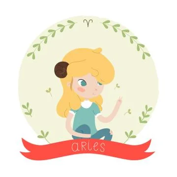 Cute horoscope - aries Ilustração Stock