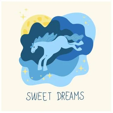 Cute Horse in the Clouds Stock Illustration