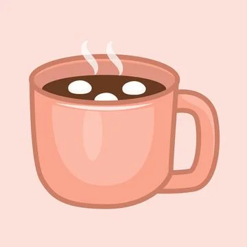 Cute Hot Chocolate Mug with Marshmallows Vector Illustration. Stock-Illustration