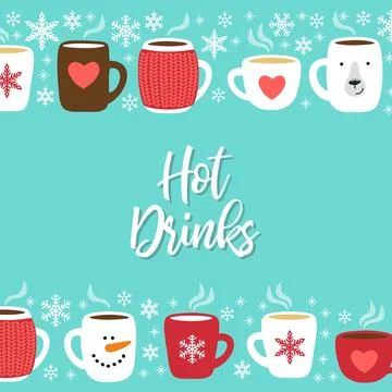 Cute Hot Drinks card background Stock Illustration