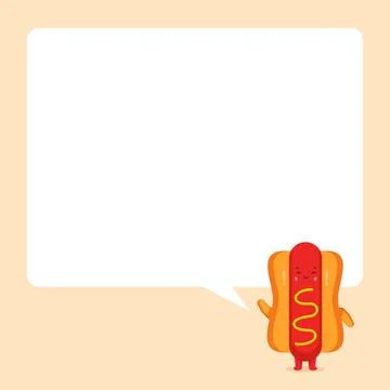 Cute Hotdog with Speech Bubbles Stock Illustration