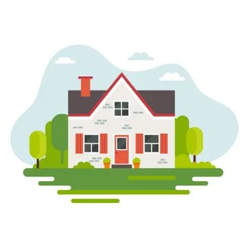 Cute house in flat style, vector illustration, real estate, housing, renting Illustration