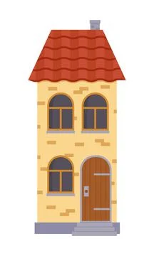 Cute house isolated on white background Stock Illustration
