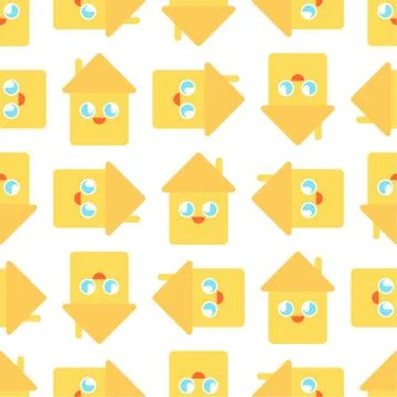 Cute house pattern. funny home cartoon style background. Baby cloth texture.  Stock Illustration