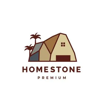 Cute House stone vector icon logo, minimalist building symbol Stock Illustration