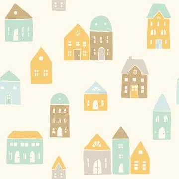 Cute houses pattern Stock Illustration