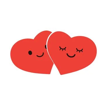 Cute Hugging Heart Shaped Lover Couple - Minimalist Red Valentine's Hearts .. Stock Illustration