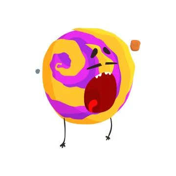 Cute humanized Venus planet character, sphere with funny face cartoon vector Stock Illustration