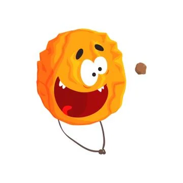 Cute humanized Venus planet character, orange sphere with funny face cartoon Stock Illustration