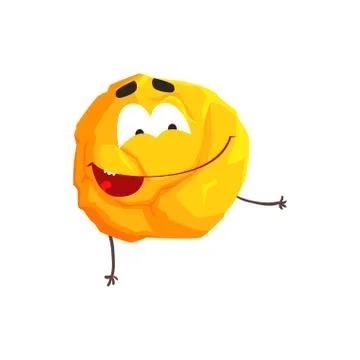 Cute humanized yellow planet character, sphere with funny face cartoon vector Stock Illustration