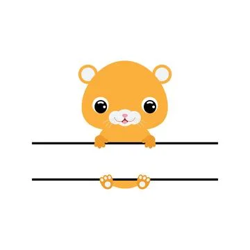 Cute humster split monogram. Funny cartoon character for shirt, scrapbooking Stock Illustration